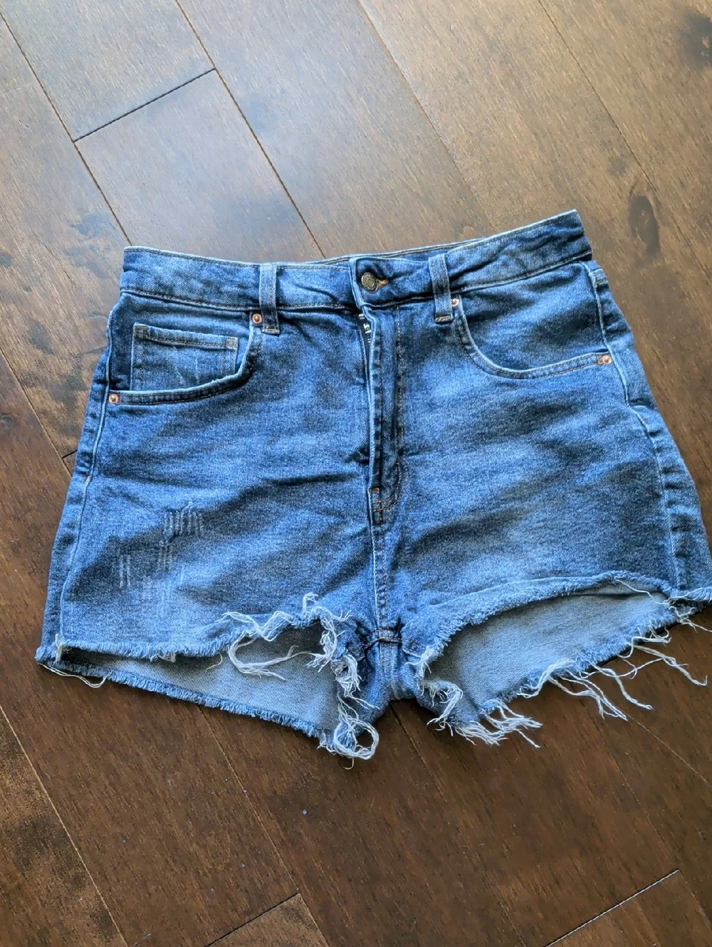 wild fable Blue Distressed High-Rise Denim Shorts